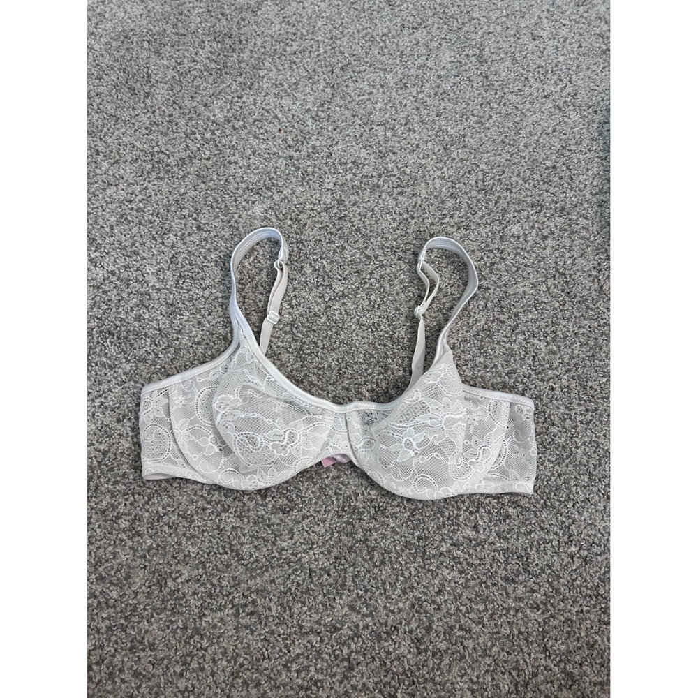 Victoria's Secret Ivory Floral Lace Unlined Demi Underwire Bra‎ 36B